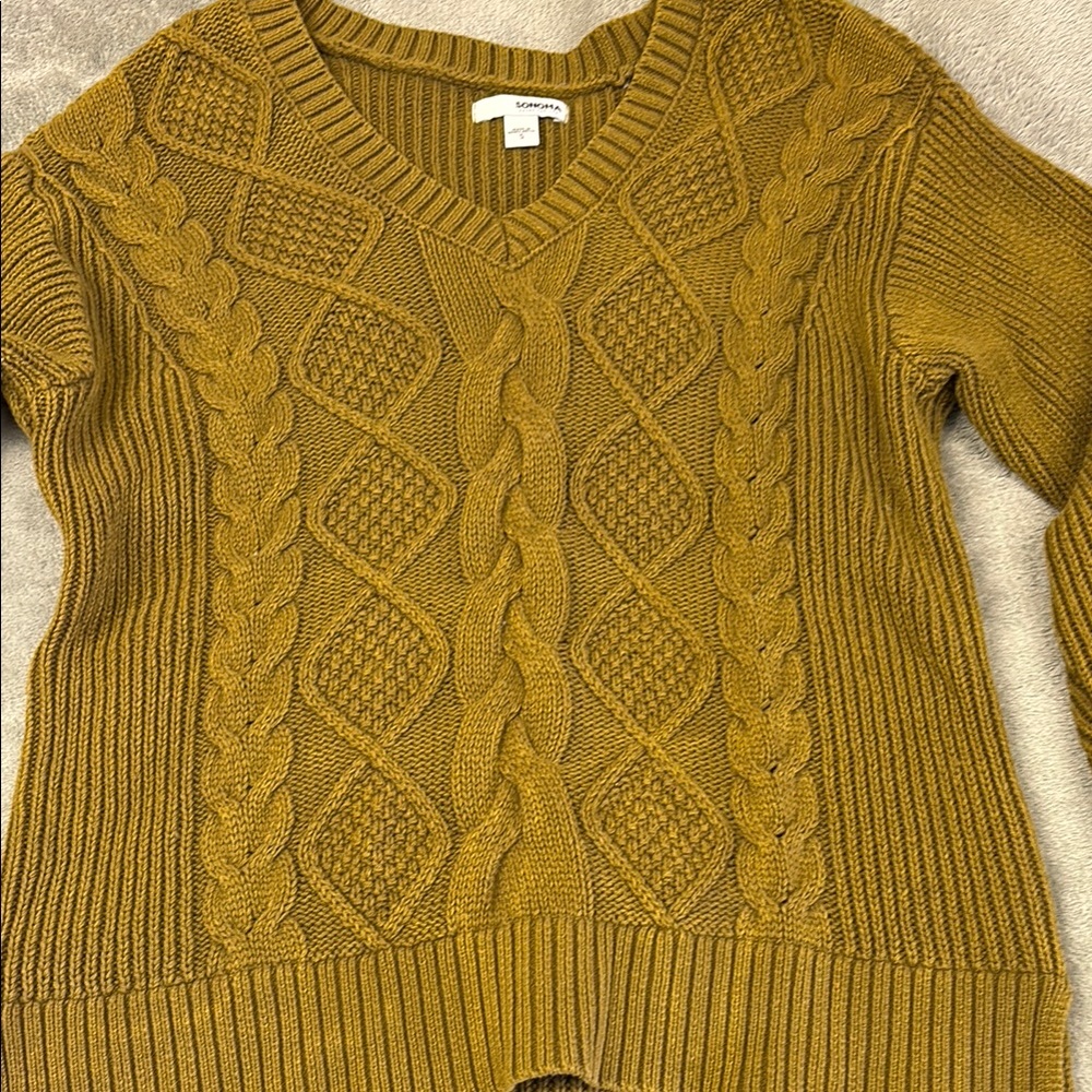 Women's Mustard Cable Knit Sweater